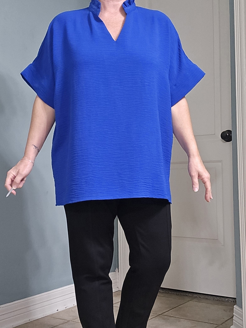 JODIFL Relaxed Split-Neck Tunic in Cobalt Blue